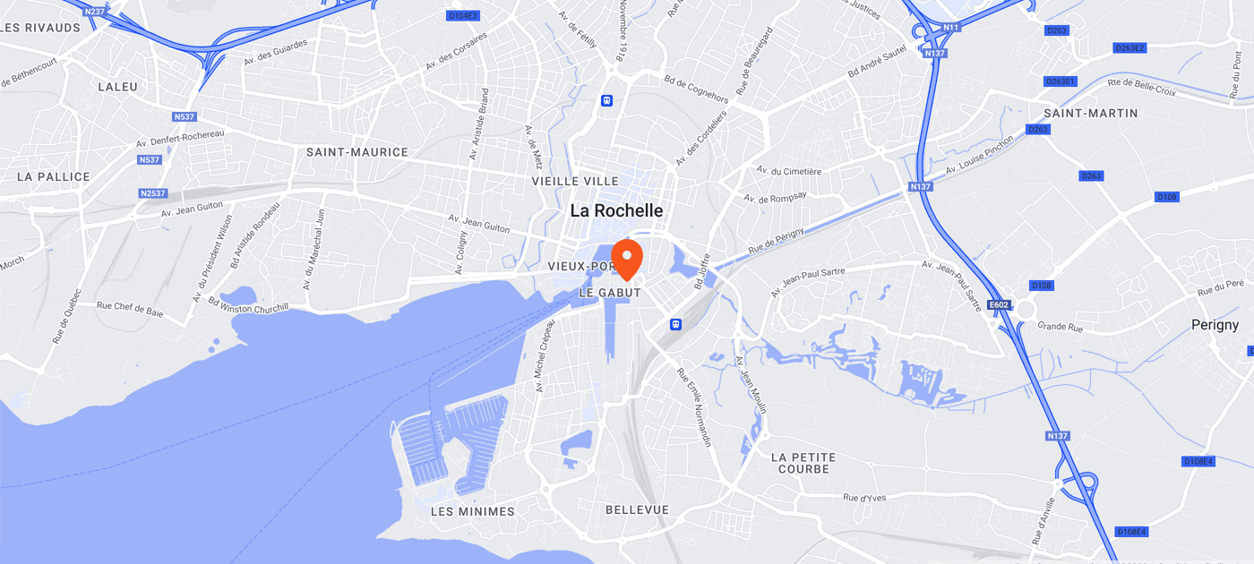 Mappa di La Rochelle e ubicazione degli uffici Emundus