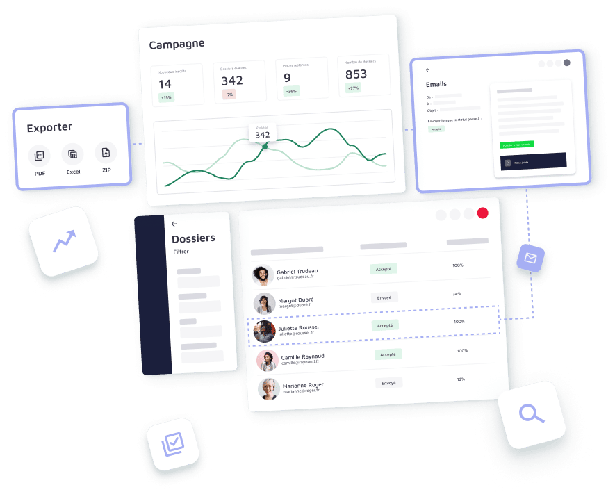 Mockup d'illustration des fonctionnalités de la solution